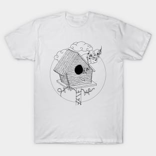 Bird's house: The Singer - Black outline only T-Shirt